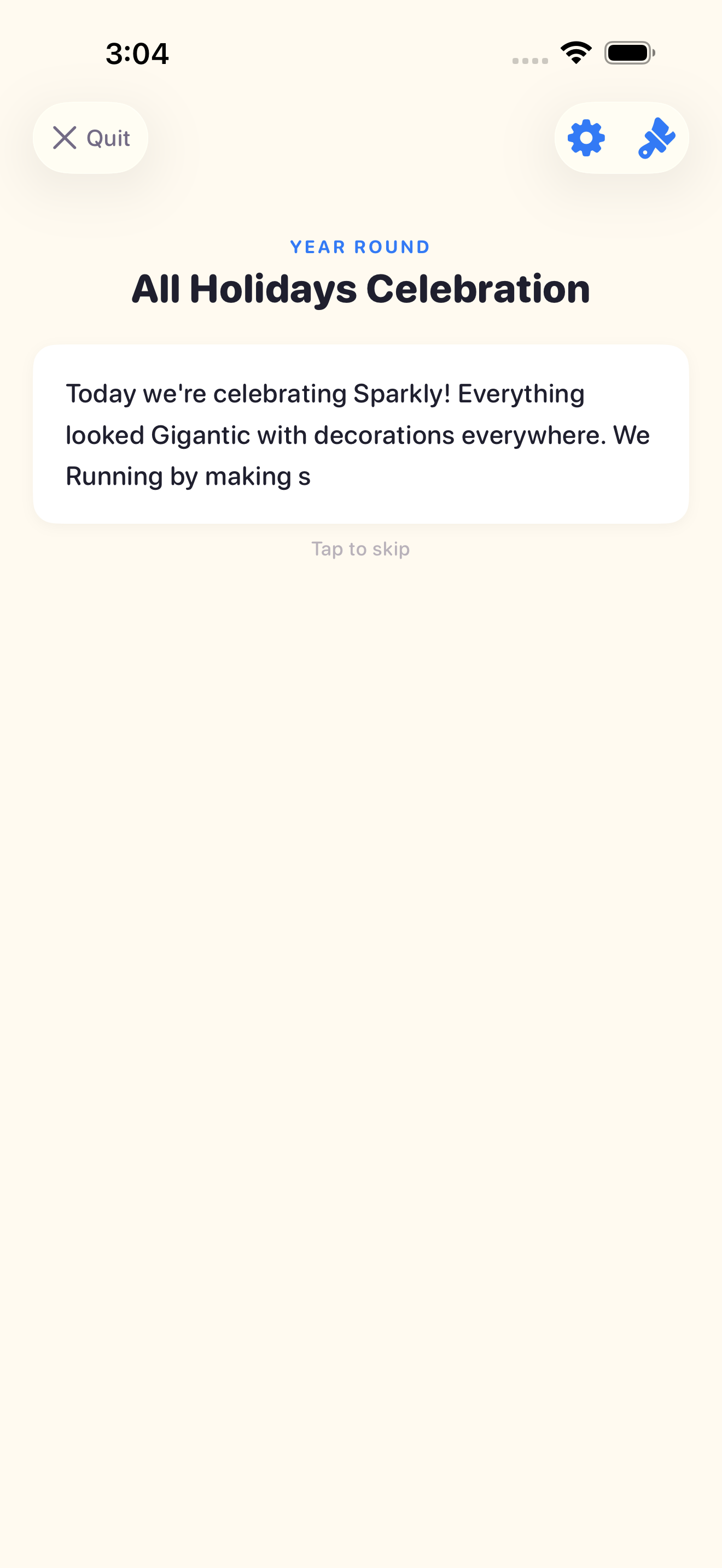 Screenshot showing a completed Story Remix story with filled-in blanks highlighted in color